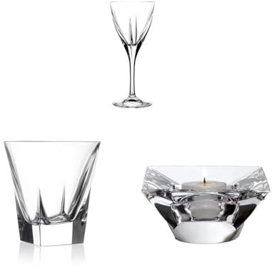 Avilia - Bicchieri Acqua Vetro, Calici Vino e Porta Candele da Tavolo | Set Fusion 15 Pezzi Moderno in Vetro per Aperitivi, Cene Eleganti e Decorazione della Tavola