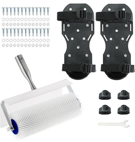 DASBET Spiked Screeding Compound Roller 10 x 1 Floor Compound Roller | Spiked Aeration Roller Latex Floor Self Leveling Roller with Gunite Spiked Shoes