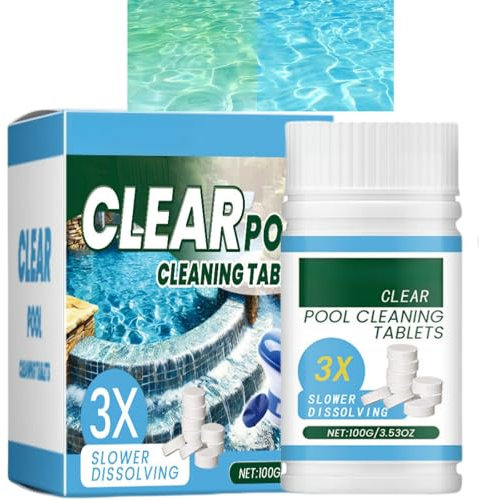 100 g Chlortabletten für Schwimmbad, Whirlpool, Chlor-/E-Tabletten für Whirlpool mit schwimmendem Chlo/Rines Tablettenspender für Schwimmbad, Planschbecken, ol Spa, Poolreiniger