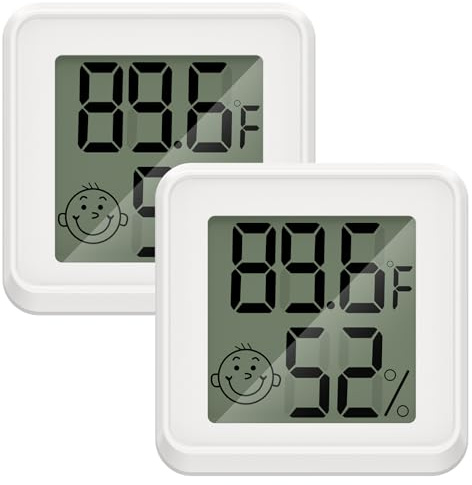 ORIA Mini Digital Thermometer Hygrometer, 2 Stück LCD Thermo-Hygrometer Innen mit Komfort Indikator, Raumthermometer für Babyzimmer, Schlafzimmer, Wohnzimmer, Büro, Gewächshaus