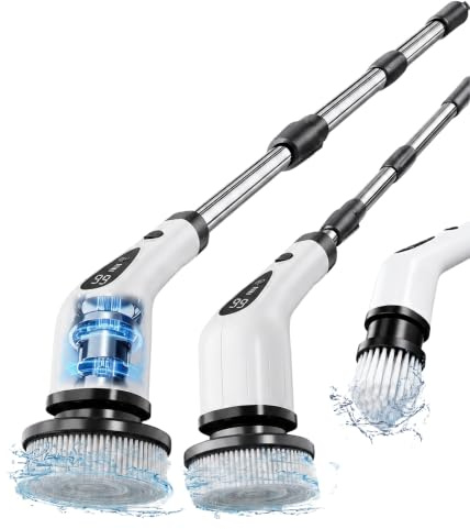 Airlovers Electric Spin Scrubber, 2026 Upgraded Cordless Cleaning Brush with 3 Adjustable Speeds, 8-in-1 Power Scrubber with LED Display, IPX7 Waterproof for Bathroom, Tile, Floor, Kitchen & Car