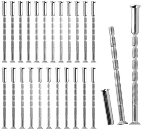 25Pcs M4 Door Handle Screws and Sleeves, Nickel Plated Through Fixing Bolts | Nickel Plated Through Fixings for Doors Handles Cabinet Drawer Knobs Escutcheons