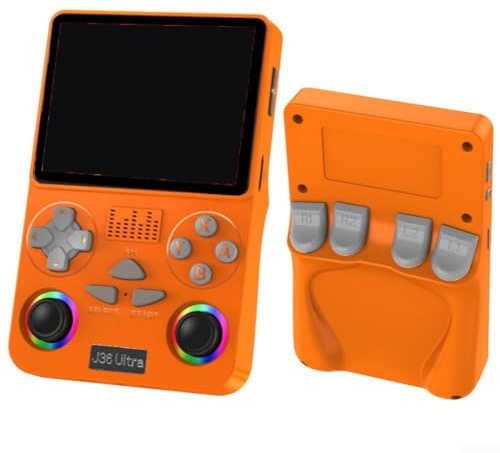 Console de jeu portable avec joystick amélioré et connectivité WiFi, expérience de jeu rétro, taille compacte 8,3 x 1,5 x 13 cm (orange)