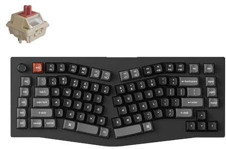 Keychron V10 Ultra 8K Kabellose Mechanische Tastatur, 75% Alice Ergonomisches Layout mit Drehknopf, 8000Hz 2,4GHz/USB-C kabelgebunden, Bluetooth 5.3, ZMK, Hot-Swappable Red Linear Switches für Mac