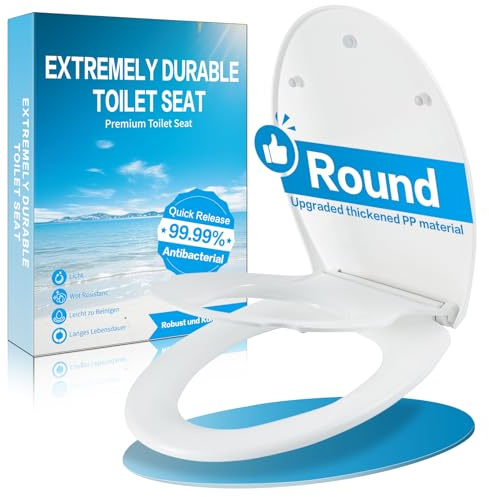 Abattant WC Forme O avec Réducteur Enfant Magnétique – Double Couvercle Antibactérien à Frein de Chute & Déclenchement Rapide – Lunette Familiale Universelle, Charnière Réglable, Blanc