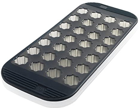 Mastrad F43514 - Backform/Pfanne für 28 Mini-Cannelés, Silikon, Antihaftend, Spülmaschinenfest, Hitzebeständige Cannelés Form, Grau