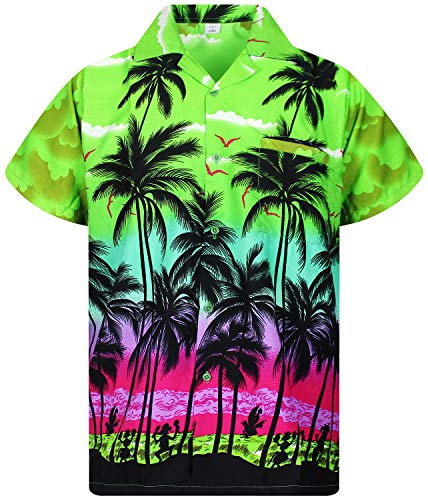 V.H.O. Funky Hawaiian Shirt, Shortsleeve, Beach, Green, L