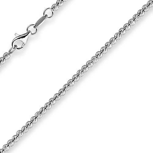 2,5mm Kette Collier Kügelchenkette Kugelkette 585 Gold Weißgold 50cm Damen