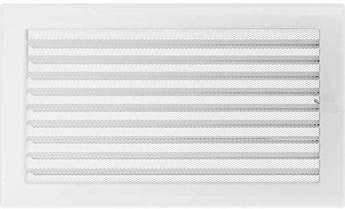 Rejilla de ventilación KRATKI Rejilla para Chimenea 22cm x 37cm Blanco con persianas