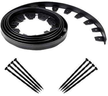 Easyflex Bordure de Paysage Robuste avec piquets d'ancrage, 4,3 cm Bordure de Jardin en Plastique de qualité Commerciale, kit de 6 mètres, Noir
