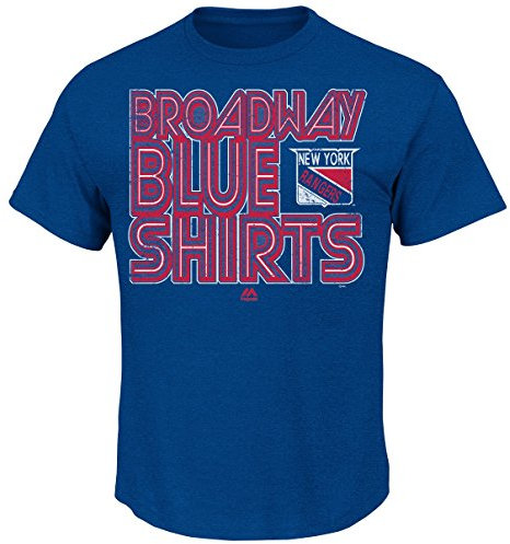 Majestic NHL T-Shirt New York Rangers NY Sudden Death Vintage Eishockey Broadway Blue Shirts (M)