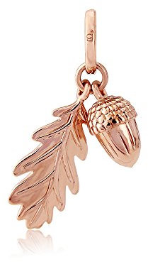 Gemma J Polished Rose Gold Vermeil Acorn and Leaf Charm - Premium Highly Detailed Symbolic Pendant Jewellery for Bracelet/Necklace
