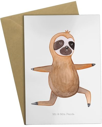 Mr. & Mrs. Panda jubiläumskarte Faultier Yoga - Geschenk, Yogaübungen, Glückwunschkarte, weihnachtskarten, dankeskarten, hochzeitskarten, einladungskarten, osterkarten, Meditation, Namaste