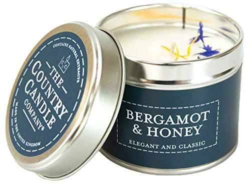 The Country Candle Company Pastels Tin Candle – Bergamot and Honey Scented, Up to 35 Hours Burn Time