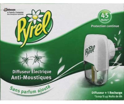 Pyrel Diffuseur électrique anti-moustiques sans parfum ajouté + 1 recharge - Le diffuseur + la recharge