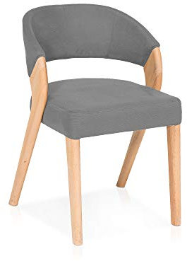 moebel-eins Alona Polsterstuhl, Material Massivholz/Bezug Kunstleder, Buche, grau