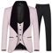 Allthemen Costumes pour Hommes 3 Pièces Costume de Smoking De Mariage De Bal Hommes Un Bouton Châle Revers Blazer Veste+Gilet+Pantalon Rose L