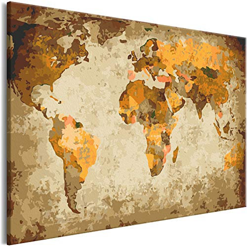 murando - Peinture par Numéros Adulte DIY 50x40 cm - Avec Cadre, Peintures Acryliques et Pinceaux - Tableau à Faire Soi-Même Loisir Créatif Maison Décoration Murale - Carte du Monde n-A-0852-d-a