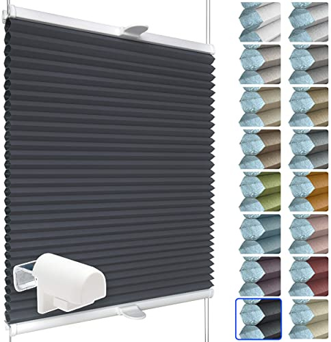 SchattenFreude Waben-Plissee für Fenster | 100% verdunkelnd/Blackout | Mit Klemm-Haltern | Klemmfix ohne Bohren | Dunkelanthrazit (Weiße Rückseite), Breite: 105cm x Höhe: 130cm