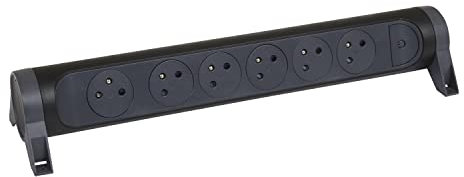 LEGRAND - Multiprise Rotative Avec Interrupteur à Voyant LED - 6 Prises Surface avec Terre - Livrée Sans Cordon/Sans Fiche - Noir et Gris Foncé