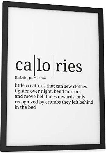 Papierschmiede® Definition Calories, A4 Poster für Wohnzimmer, Schlafzimmer, Küche, Esszimmer, Wandbild Geschenk Wanddeko Spruch English - ohne Rahmen