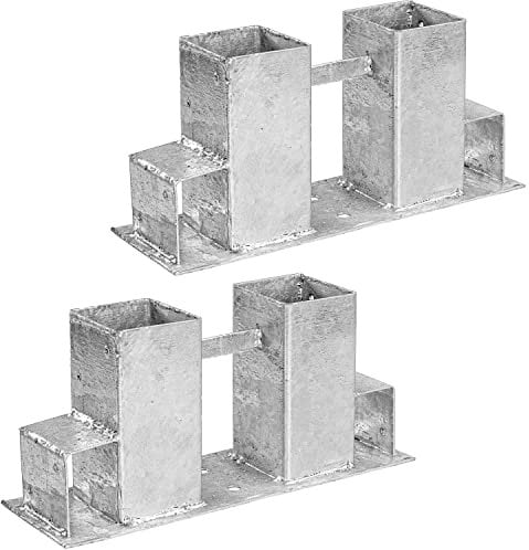 STILISTA Holzstapelhilfe 340/100/150 mm, feuerverzinkt für 70 x 70 mm und 40 x 60 mm Kanthölzer, Farb- und Setwahl, 2er Set Silber