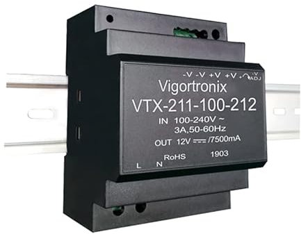 VIGORTRONIX 100 W carril DIN CA/CC PSU 85-264 V entrada, salida 12 V VTX-211-100-212