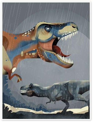 Tyrannosaurus rex Poster von Dieter Braun 30 x 40 cm Blau Wandbilder Wanddeko