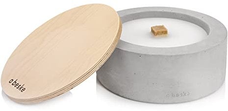 Betonfeuer® - Das Original der Beske-Manufaktur | Modell 'Taal' | Ø25cm mit Dauerdocht | Wiederbefüllbare Fackel | Unendliche Brenndauer | Recycling von Kerzenwachs | Tischfeuer Fackel