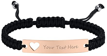 Armband Damen mit Gravur Geflochten Freundschaft:VNOX 1pcs Einstellbar Roségold Handgefertigtes Personalisierte Brautjungfer Partner Schwestern Seilarmband|Paar Armbänder