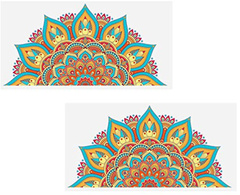 2st Mandala-wandaufkleber Blumen-wandtattoo Fototapeten Abziehen Und Aufkleben Halbe Mandalawand Kopfteil Wanddekoration Indische Blumenwandkunst Wohnkultur Pvc Hintergrund Böhmen