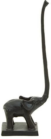 Premier Houseware Black Toilet Roll Holder For Bathroom/Elephant Figurine Toilet Paper Holder/Stylish Free Standing Toilet Roll Holder W12 x D7 x H35cm.