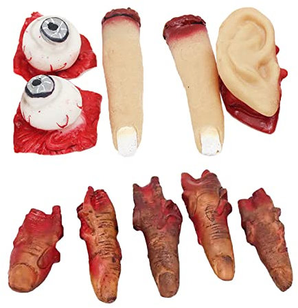 Mains et Doigts Humains Ensanglantés, Halloween Accessoires Sanglants Doigts Cassés Organe Parties du Corps Décorations, Parfait pour Les Fêtes d'halloween et Les Farces de Tous Les Jours