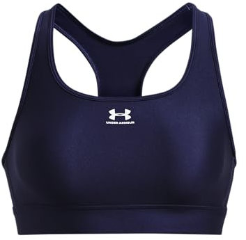 Under Armour Women's HeatGear Mid Padless Sports Bra , Midnight Navy, S
