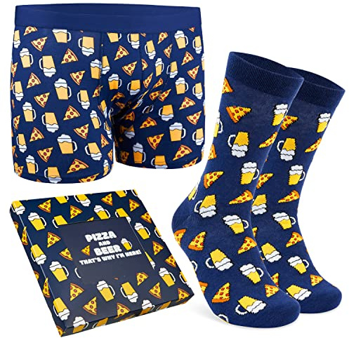 CityComfort Mens Boxers and Funny Socks Set Retro Gaming Boxer Shorts and Socks Soft Breathable Boxer Shorts Men Teenagers Dad Gifts for Men