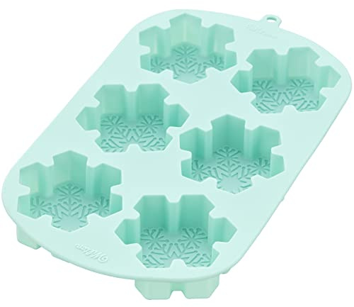 Wilton Silicone Mould Silikonform, Snowflakes | Silikonform mit Schneeflockenmotiv für Winter- und Weihnachtsdekoration, Ofenfest bis 260°C, 6 Mulden