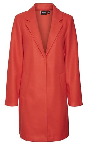 VERO MODA Damen Vmpop Coat Noos Mantel, Tomato, S