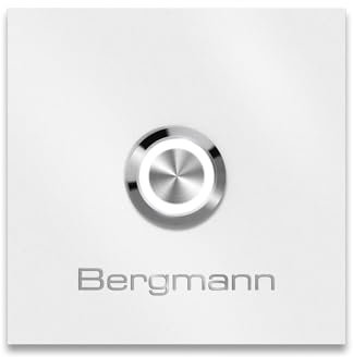 Metzler Türklingel Bergmann in Weiß - Haustürklingel Pulverbeschichtet in RAL9016 Feinstruktur - Made in Germany - Klingel Haustür aus Edelstahl V2A - LED Drucktaster wählbar - Größe: 10 x 10 cm