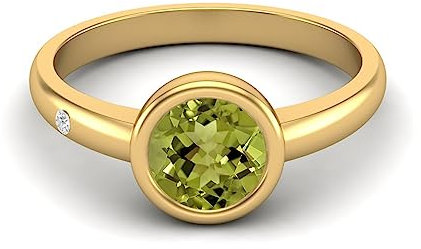 0,85 ctw runde Form 925 Sterling Silber Peridot-Edelstein-Solitär-Frauen-Hochzeitsversprechen-Ring Gold Vermeil, 62