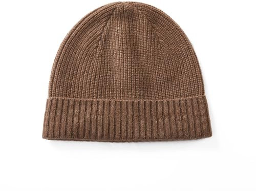GreenMount Unisex Kaschmir Dicke Beanie Mütze Rippstrick Weiche Warme Wintermütze für Damen und Herren, Braun, Einheitsgr��e