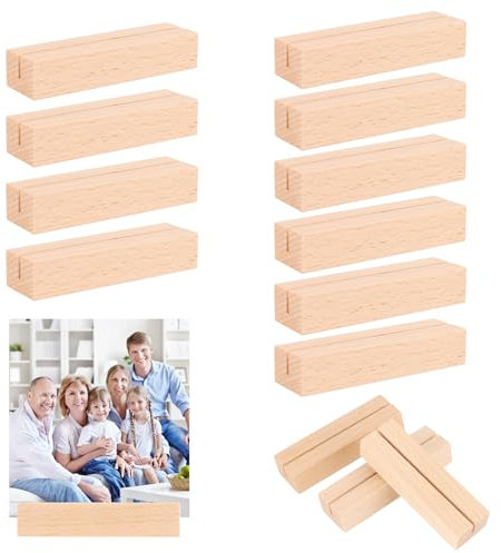 10 Pièces Bois Porte-cartes,Bois Naturel Support Photo Carte,Porte Carte Bois,pour Mariages, Restaurants, Conférences,Banquets et Fêtes