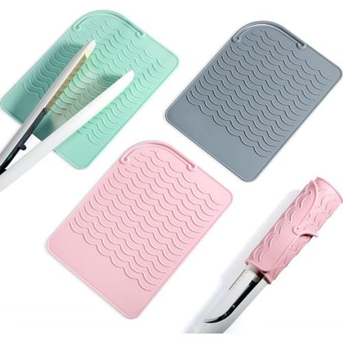 Tappetino Custodia In Silicone Resistente, 3 pezzi Tappetino Resistente al Calore in Silicone per arricciacapelli, piastre Fenglin-joy Hitzebeständige Matte für Lockenstäbe