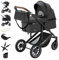 Daliya® FLEXI-PRO Kombikinderwagen & Buggy |Vielseitig, Leichter Reisekinderwagen, Umstellbar zum Sportwagen | Großer Einkaufskorb, Sicher & Komfortabel | Kinderwagen (2in1, Dunkel-Grau)