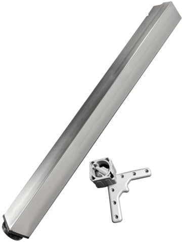 durante Tischbein eckig Edelstahl Optik gebürstet 1100 mm | höhenverstellbar plus 25 mm, Metall 60x60 mm, inkl. Montagematerial, für Möbel Arbeitsplatten Theken