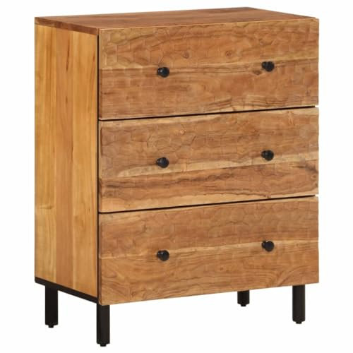vidaXL Beistellschrank, Sideboard mit viel Stauraum, Kommode Schrank mit Eisenbeinen, Standschrank Anrichte Lagerschrank, Massivholz Akazie