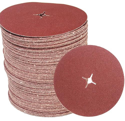 Profi Korund Schleifpapier 180mm Klett für Schleifmaschine, Exzenterschleifer, Winkelschleifer. Präzise Schleifarbeiten auf Holz, Metall und Kunststoff. Schleifscheiben in Körnung 60 (50 Stück)