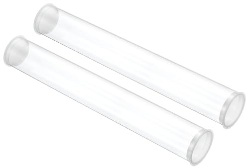 PATIKIL 2Pcs Klare Aufbewahrungsröhren PC Kunststoff 11.8 L x 1.7 Dia | Transparente Hohle Runde Starre Röhre, Mit Deckel, Für Perlen Badesalz Behälter Hochzeitsparty Gastgeschenke