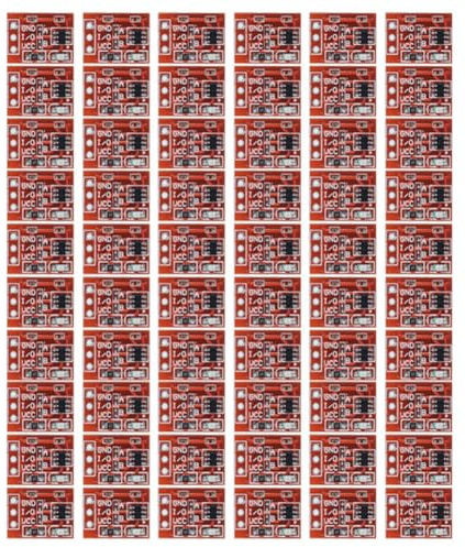 OVNSHVN 60 interruttori tattili capacitivi TTP223, DC 2,5 V-5,5 V, con autoblocco e momentaneo, mini interruttori a pulsante per progetti fai da te (14 x 12 mm, rosso)