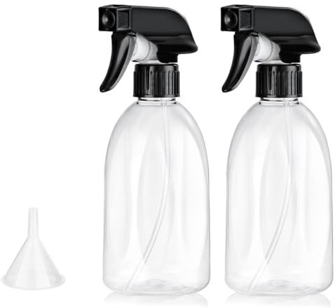 Bynccea Bottiglie Spray Vuoto 400 ml Spruzzino Nebulizzatore, Riutilizzabile Flaconi Spray Plastica Grilletto Spruzzatore Spruzzino Nebulizzatore per Piante, Pulito Cucina (Chiaro e Bianco)