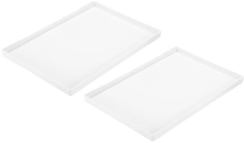QUARKZMAN 2 Piezas Bandeja de Servicio Pequeña Blanca Mini Bandeja 9 x 13 Bandejas Rectangulares de Plástico Decorativas de Madera para Desayuno Cocina Baño